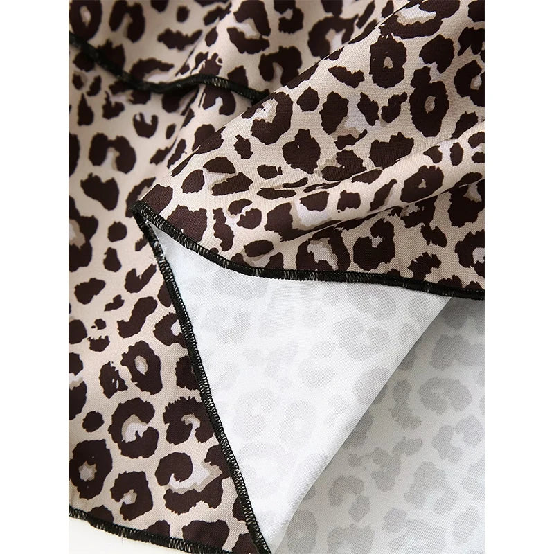 LIZAKOSHT  -  Vintage Elastic High Waist Leopard Print Mini Skirt Women Layered A-line Summer Short Skirts Y2K