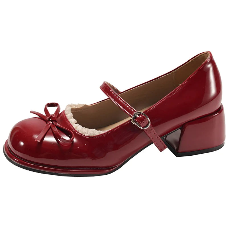 LIZAKOSHT  -  Retro red high-end French thick heel light mouth single shoes women's summer new with skirt versatile Mary Jane shoes