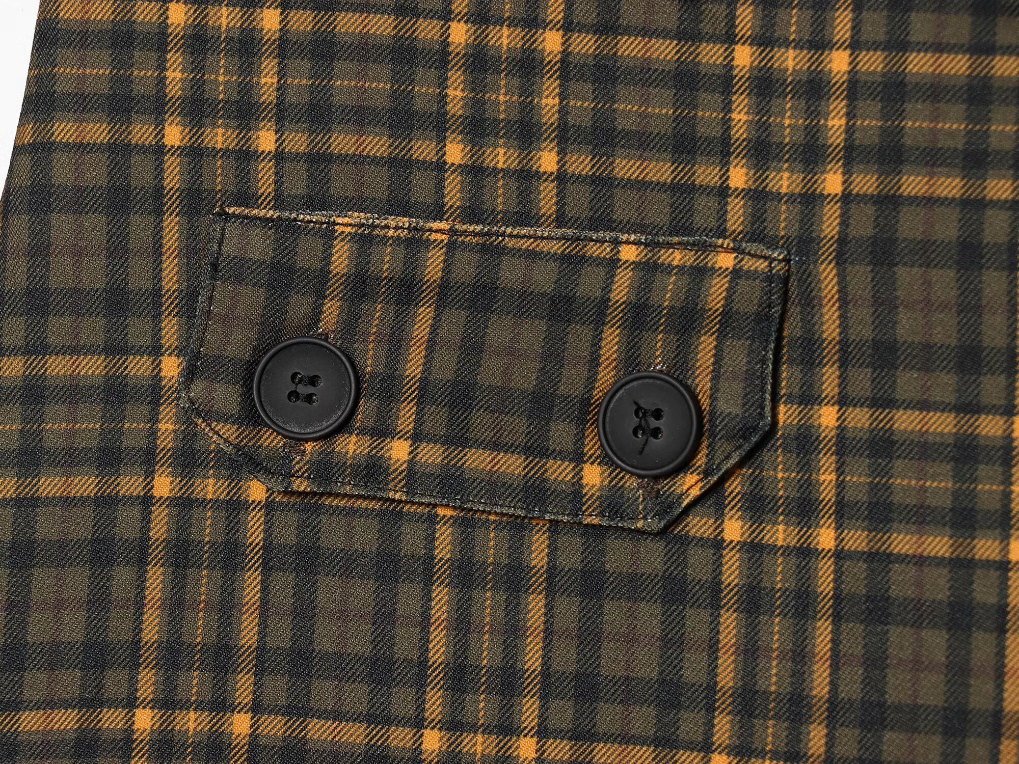 LIZAKOSHT  -  Spring Sweet and Spicy Style Loose High Waist A-line Button Decoration Medium length plaid Half length Skirt for Women