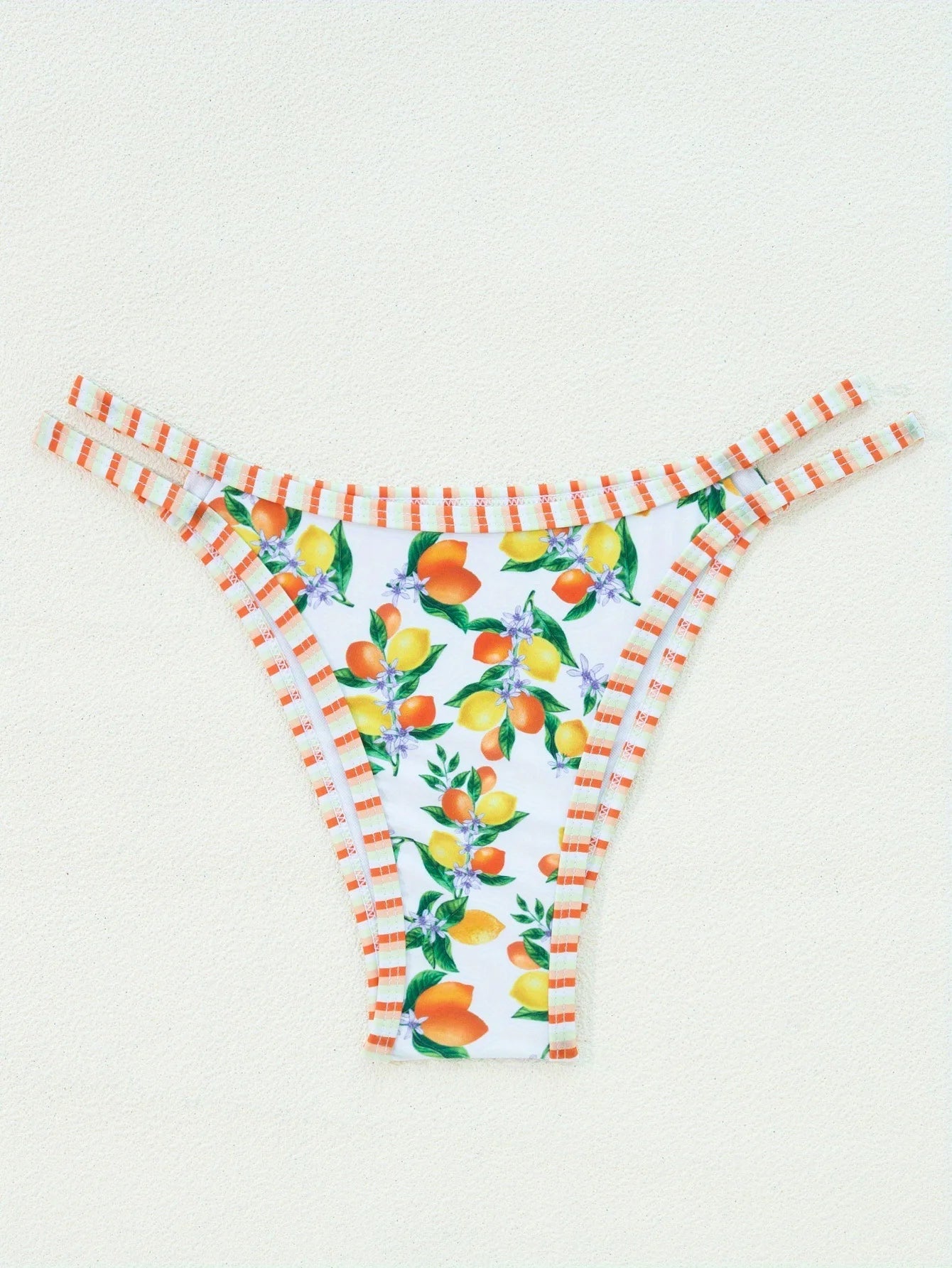 LIZAKOSHT  -  Sexy Orange Print Micro Bikini Women Double Strap Push Up Bra Hollow Out Thong Swimsuit Beach Bathing Suit Holiday Swimwear