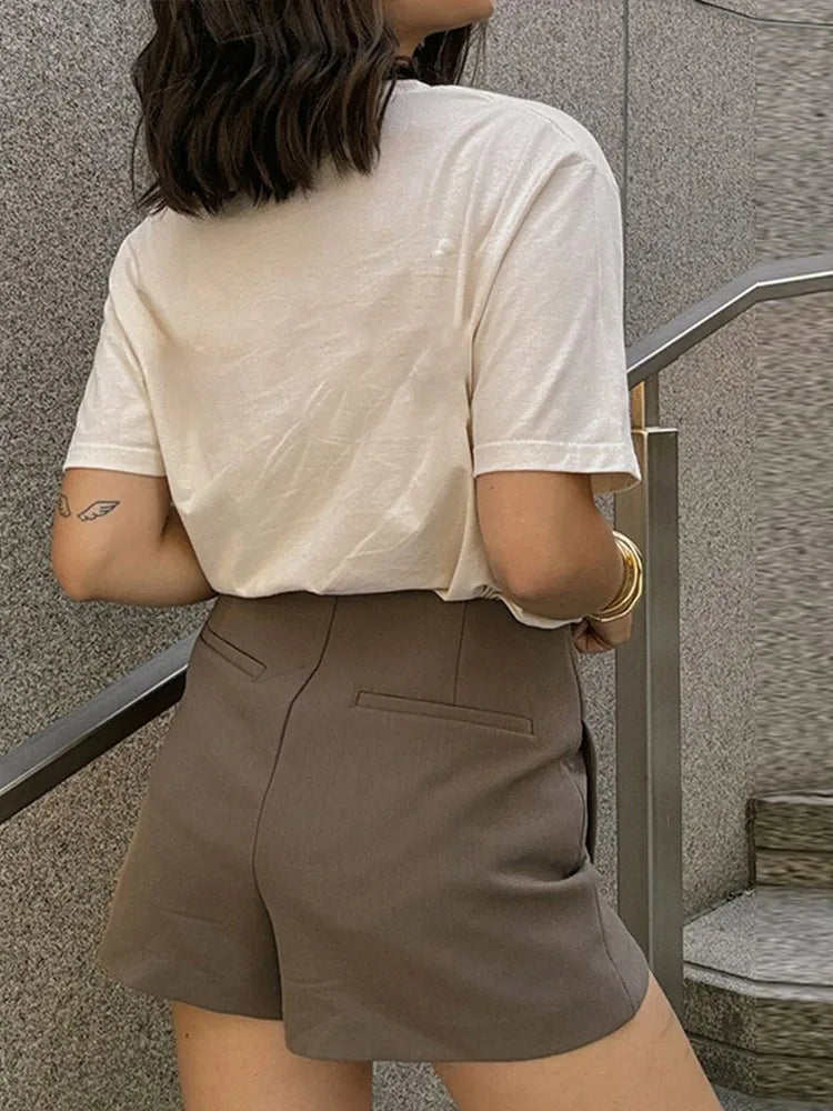 LIZAKOSHT  -  Casual A-line Solid Color Women's Shorts Fashion Slim Fit Fake Short Skirt New Summer Elegant Retro Women Short Pants