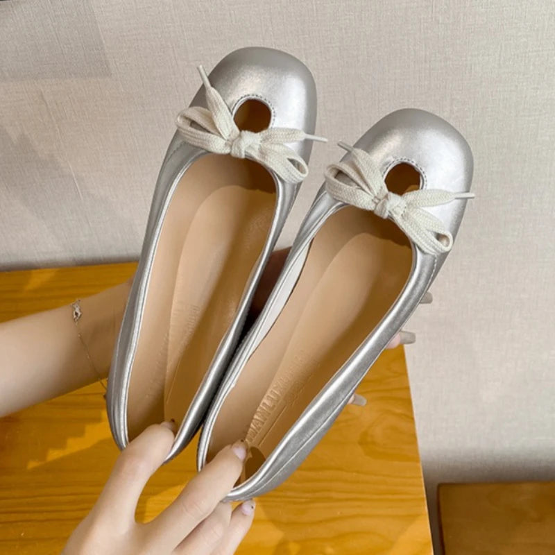 LIZAKOSHT  -  Leopard Lace Up Women Ballet Shoes Round Toe Shallow Comfort Walking Shoes Female Lncreased Lnternal Fashion Mary Jane Shoes