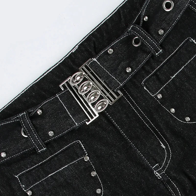 LIZAKOSHT  -  New Punk Gothic Denim Pants Women Y2K Vintage Streetwear Harajuku Y2k E-girl High Waist Wide Leg Pants Emo Alt Jeans Femme