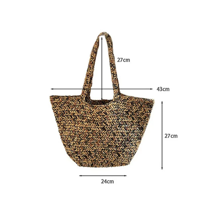 LIZAKOSHT  -  Fashion Summer Handmade Straw Shoulder Bag Large Capacity Woven Tote Beach Bags For Women