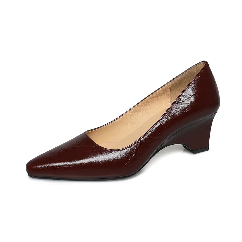 LIZAKOSHT  -  Fashion Pumps New High Quality Genuine Leather Shoes Shallow Mouth High Heels Commuter Women's Heels Shoes