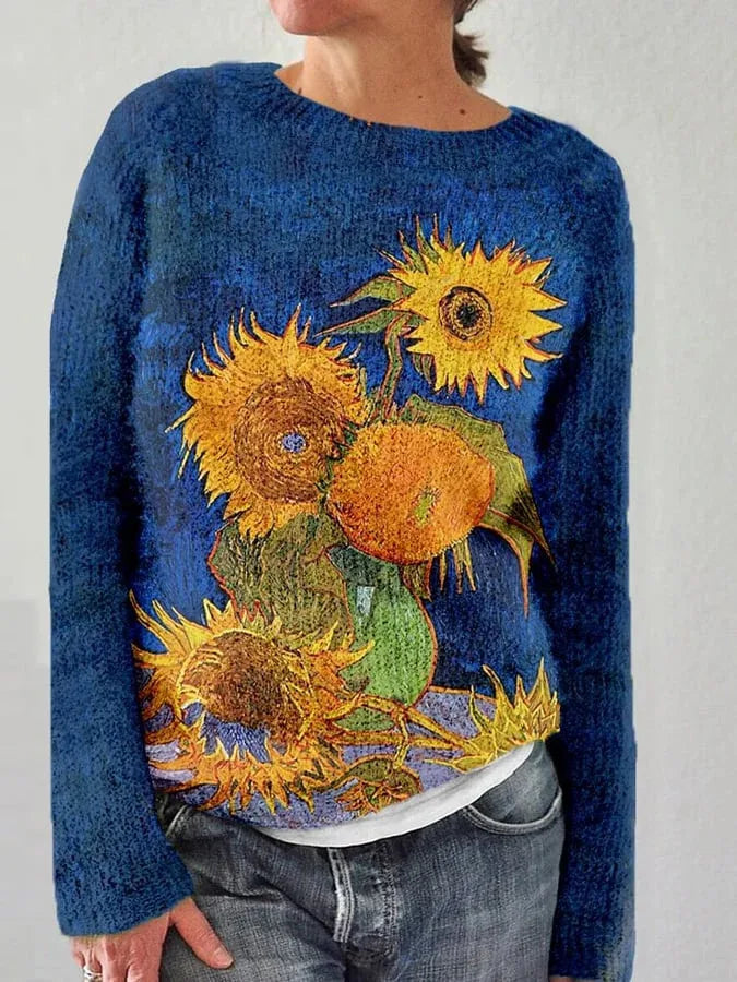 LIZAKOSHT  -  3D Print Women Sweater Pattern Pullover Casual Loose Knit Top Sweaters