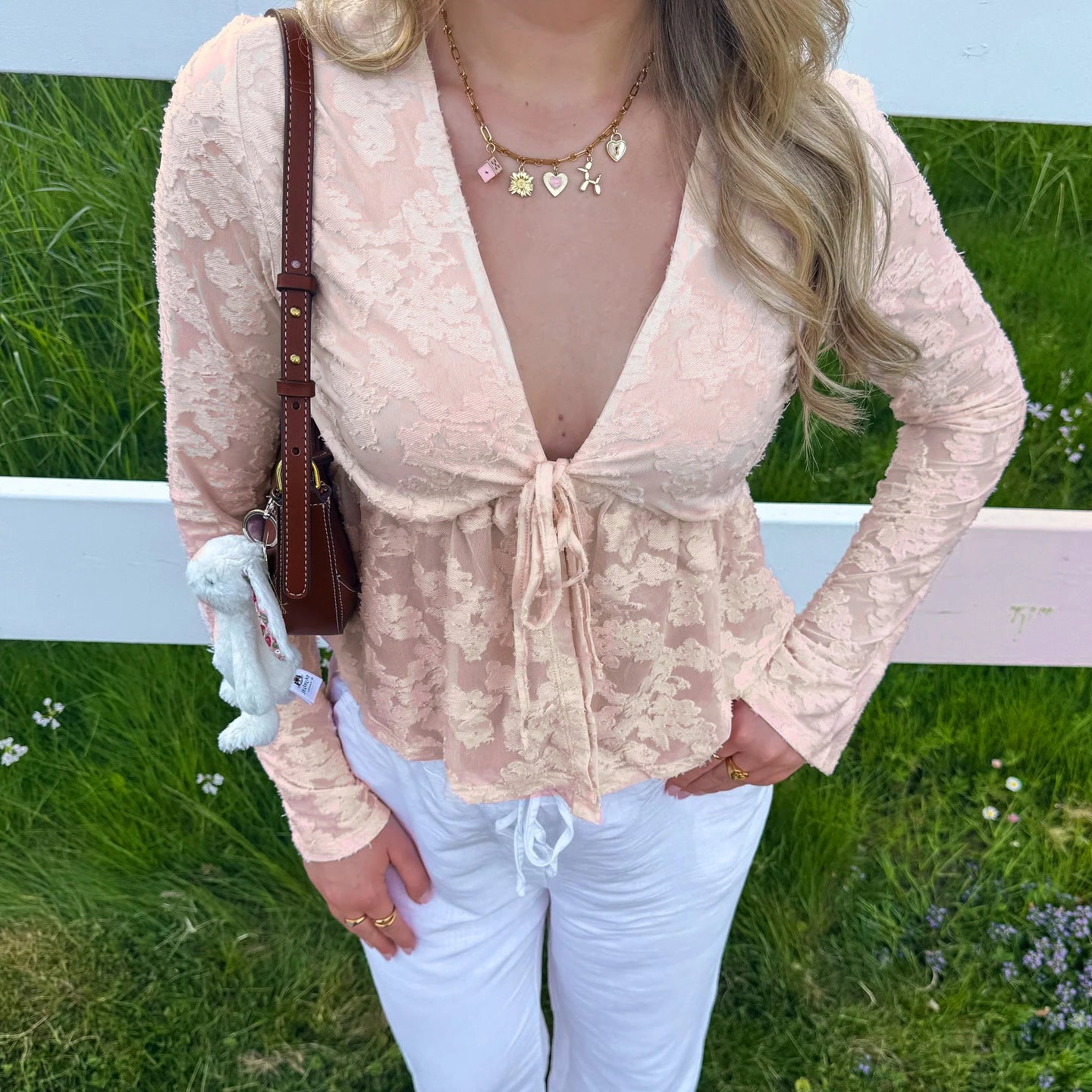 LIZAKOSHT  -  Pink Sweet Cute V-Neck Bow Tie T-Shirt Casual Lace Long-Sleeve Top Autumn Clothing For Women Chic Streetwear Outfits