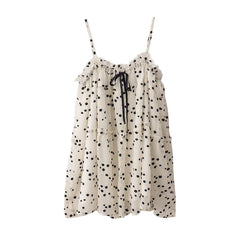 LIZAKOSHT  -  Women's Japanese Flocked Small Flower Suspender Dresses Female Summer One-Sholuder Collar Temperament Slim Short Sling Dress