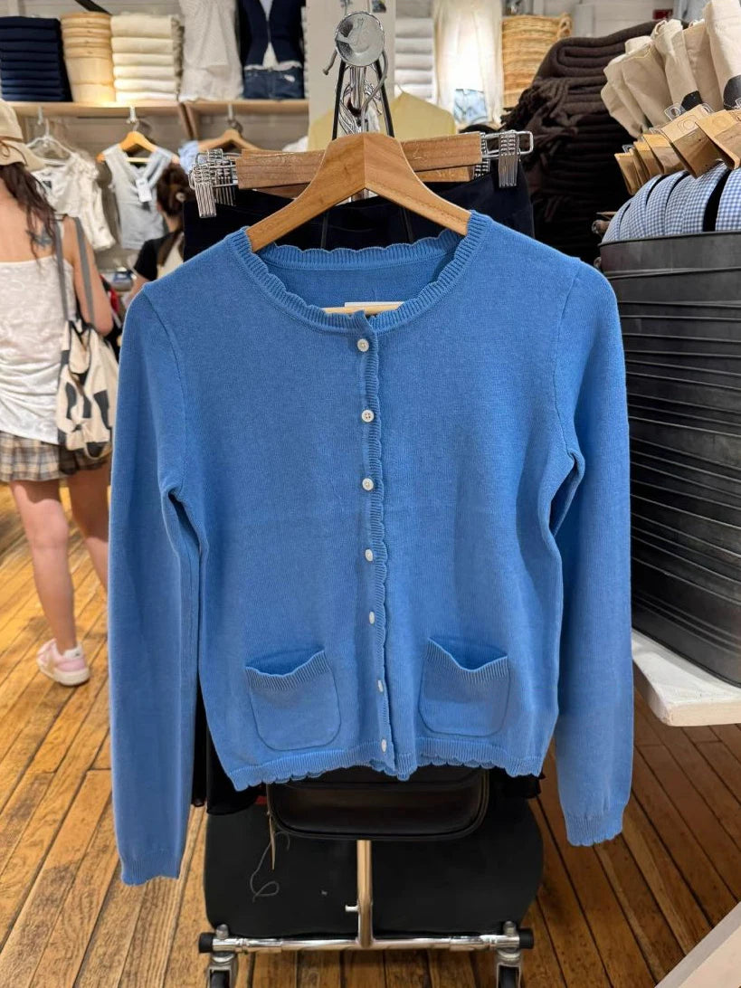 LIZAKOSHT  -  Pockets Pink Cute Knitted Sweater Cardigan Women New Wave Trim O-neck Cotton Autumn Sweaters Sweet All-match Solid Knitwear Tops