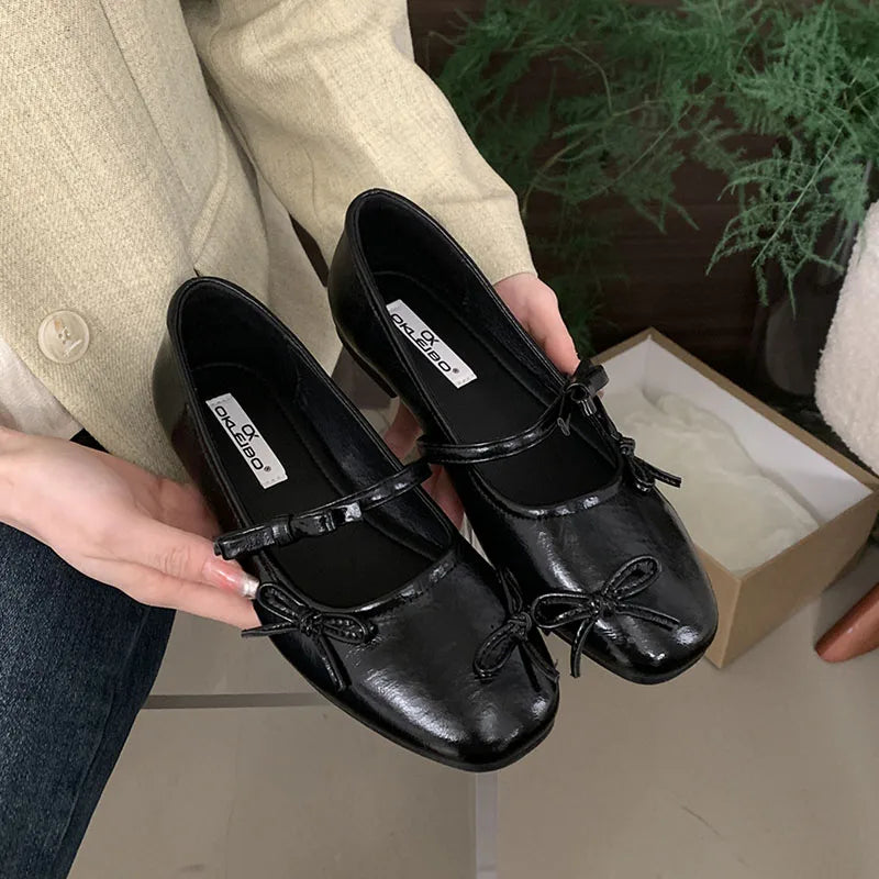 LIZAKOSHT  -  Women Flats Shoes Fashion Bow Knot Shallow Ballet Ladies Shoes Spring Footwear Casual Mary Jane Gold Sliver Red Ballerina Mujer