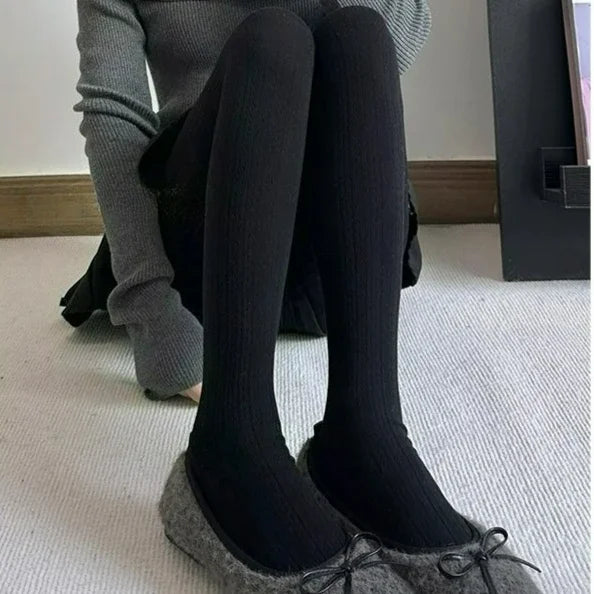 LIZAKOSHT  -  Y2K Vintage Knitted Pattern Tights Women Fashion Basic Thickened Wool Tights High Streetwear Stocking Pantyhose for Winter