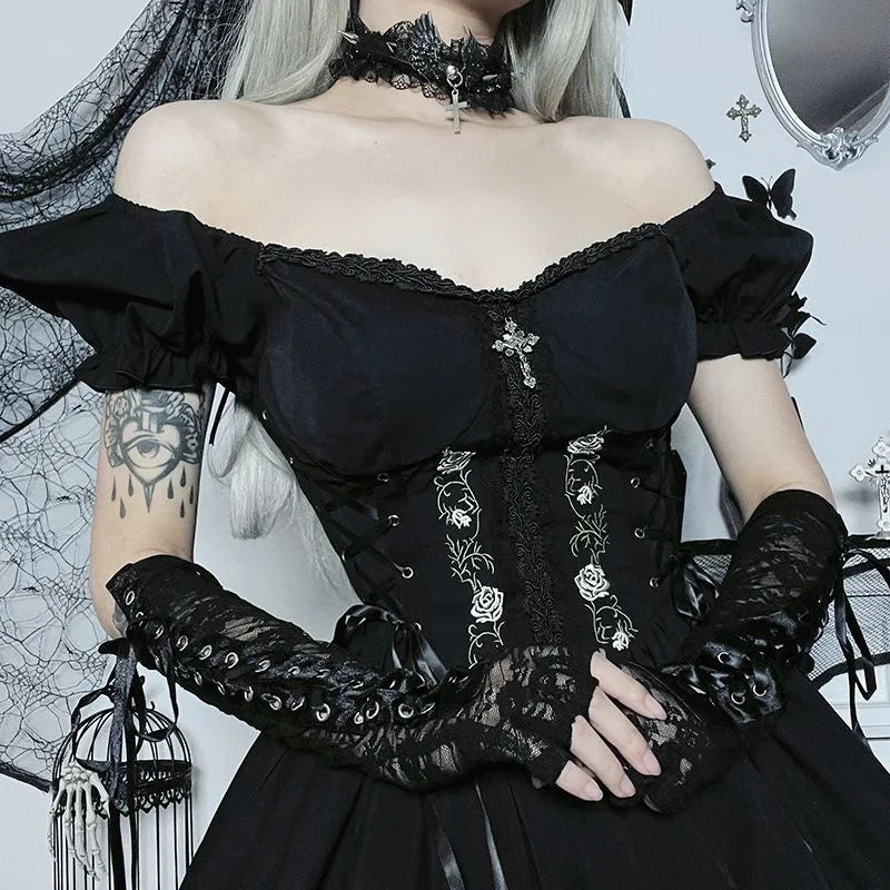 LIZAKOSHT  -  jsk dress gothic lolita dress black Halloween costumes cosplay lolita for girls short sleeve Lolita clothes A-dress