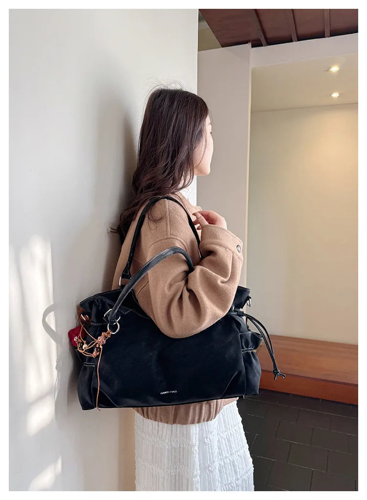 LIZAKOSHT  -  Simple Fashion Suede Crossbody Bag Women Large Capacity Shoulder Bag for Work Comfortable and Versatile Texture Commuting Bag
