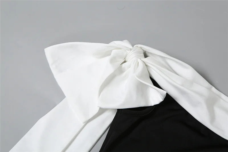 LIZAKOSHT  -  Spring New Women's Elegant Style One Shoulder Strap Color Matching Slimming Dress