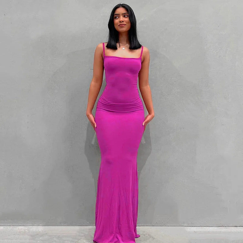LIZAKOSHT  -  Fashion Elegant Temperament Pure Desire Sexy Long Milk Silk Wrap Dr Women's Summer Basic Thin Fabric Mid Waist Gown Tail Skirt