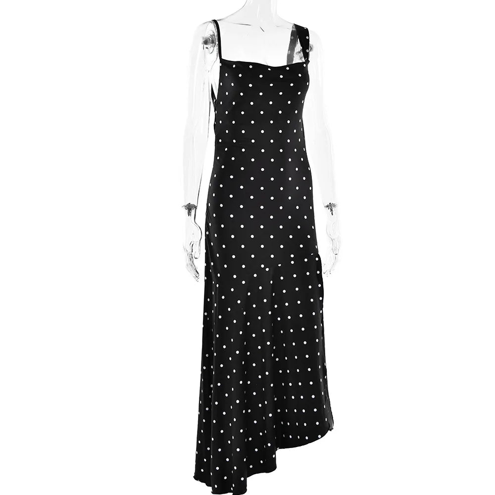 Lizakosht Summer Dress Vintage Outlet Korean Style Beach Outfits For Kaftan Women Party Nightclub Wave Point Printing Sling Swings