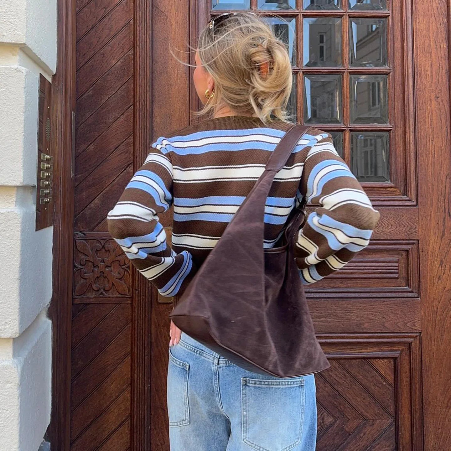 LIZAKOSHT  -  American Street Y2k Knitted Cardigan Personalized V-neck Striped Sweater Top Spicy Girl Fashion Short Versatile Thin Knitwear