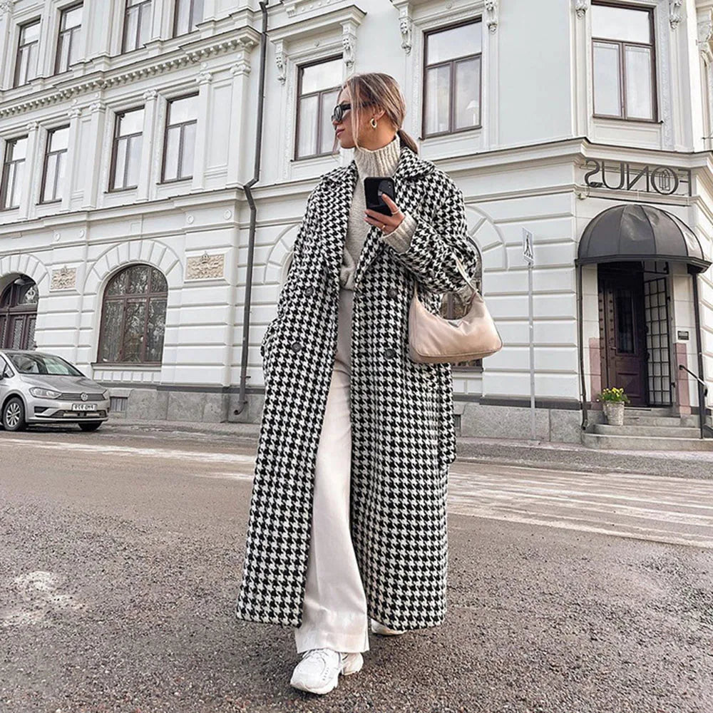 LIZAKOSHT  -  Classic Houndstooth Women's Blazer Luxury Custom Double Breasted Notch Lapel Jacket Elegant Female Clothing Outerwear
