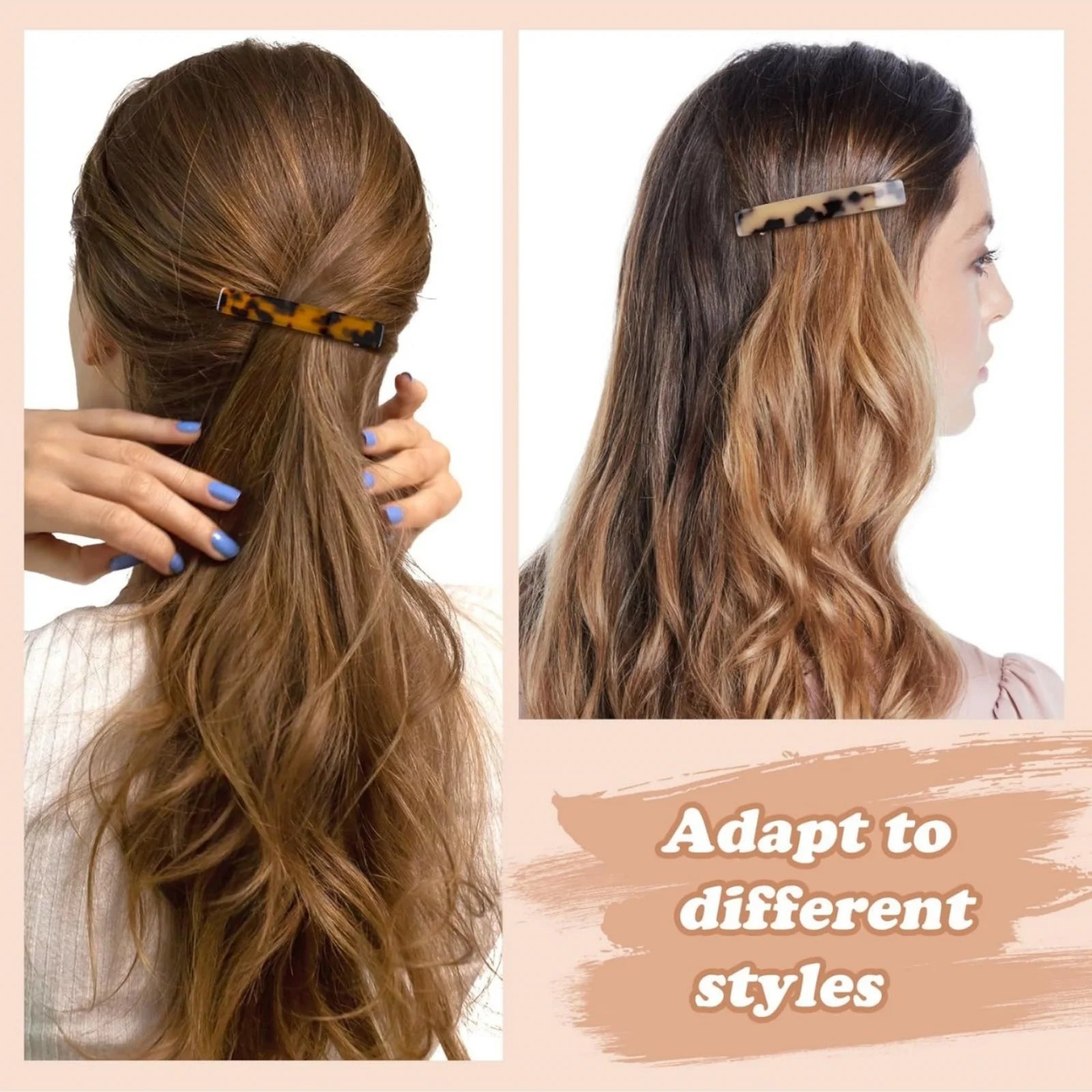 LIZAKOSHT  -  1PC Acetate French Spring Clip, Simple Top Clip, Steel Clip, Elegant Hair Accessory, Metal Hair Clip Casual EVA