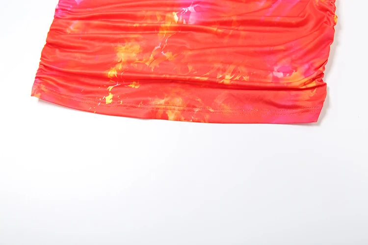 LIZAKOSHT  -  Sexy Halter Women Mini Dress Coquette Hot Swinging Neck Cleavage Backless Bodycon Female Stunning Tie Dye Festival Frock