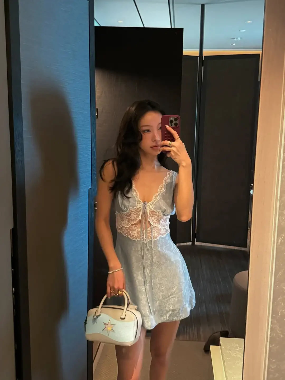 LIZAKOSHT  -  V-neck Lace Patchwork Mini Dress Women Sexy Sleeveless Lace Up See Through High Waist Gowns New Women Party Club Vestidos