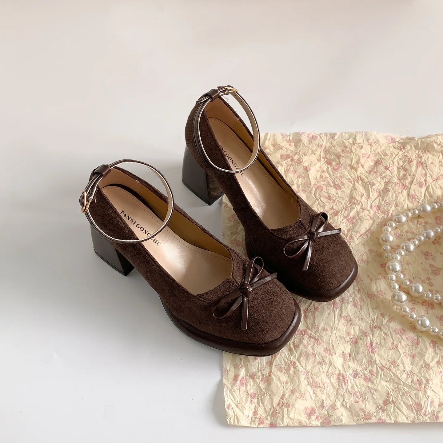 LIZAKOSHT  -  Black square head thick heel high heels women's summer new versatile skirt Mary Jane single shoes