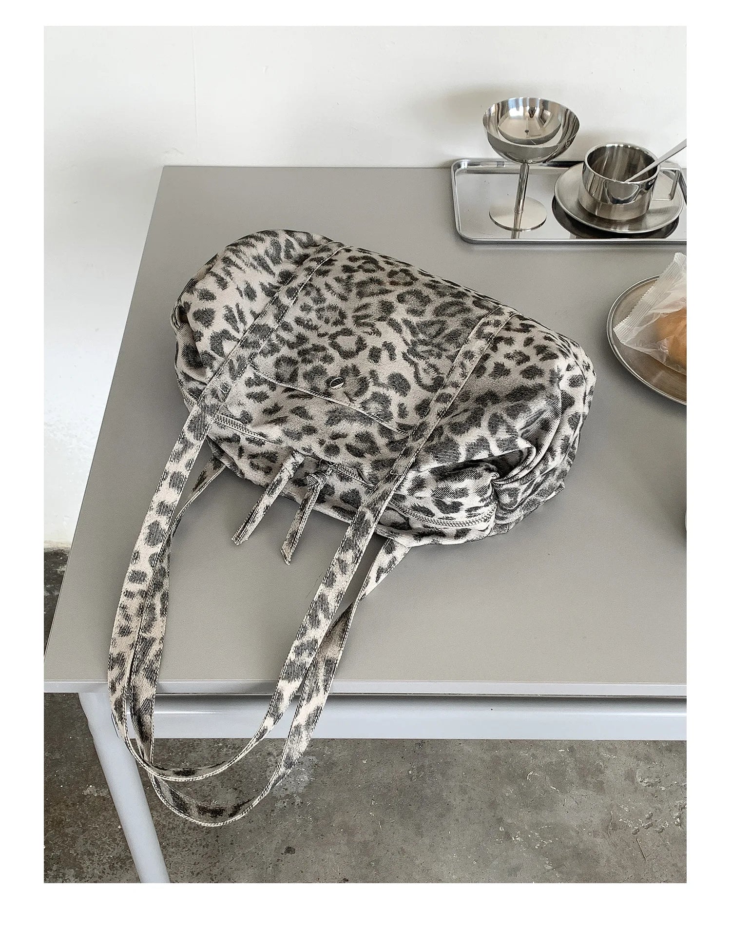 LIZAKOSHT  -  Wild Leopard Print Nylon Shoulder Bag Large Capacity Multipocket Tote Bag Trendy Women Casual Purse Guangzhou High Quality Bag