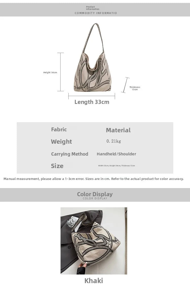 LIZAKOSHT  -  Retro Large Capaci Canvas Tote Bag Women's New Sle Lazy Faion Single oulder Bag Trendy Tot Bag Briti Sle Con...