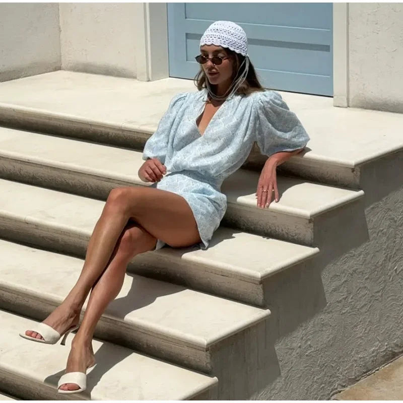 LIZAKOSHT  -  Casual Women Flower Printed Shirts Shorts Suit Elegant Short Sleeve V-Neck Top Straight Short Pants 2025 Summer Beach Lady Suit