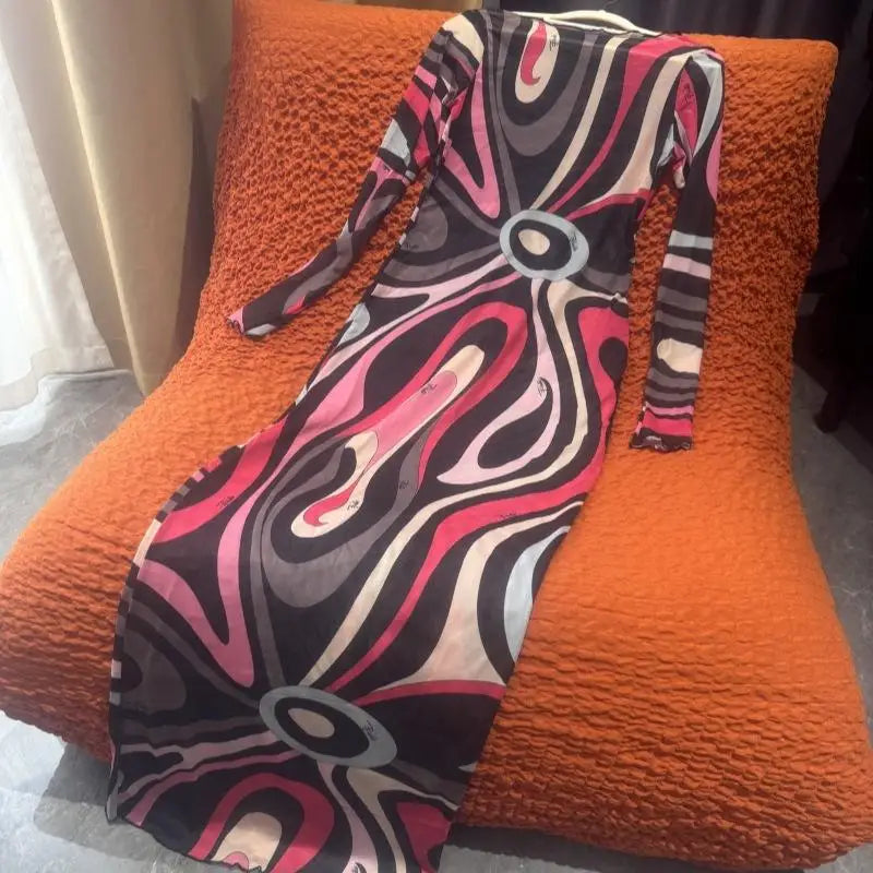 LIZAKOSHT  -  Sexy Women's Sheer Mesh Bodycon Maxi Dress Chic Print Sleeveless Slim Fit Beach Vacation Long Dresses Casual Daily Female Outfit