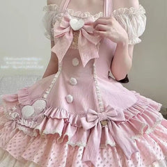  LIZAKOSHT  -  Coquette Sweet Lolita Mini Dress Women Halter Strap Lace Trim Ruffle Bow Slim Fit Bodycon Party Dress Elegant Casual Outfit