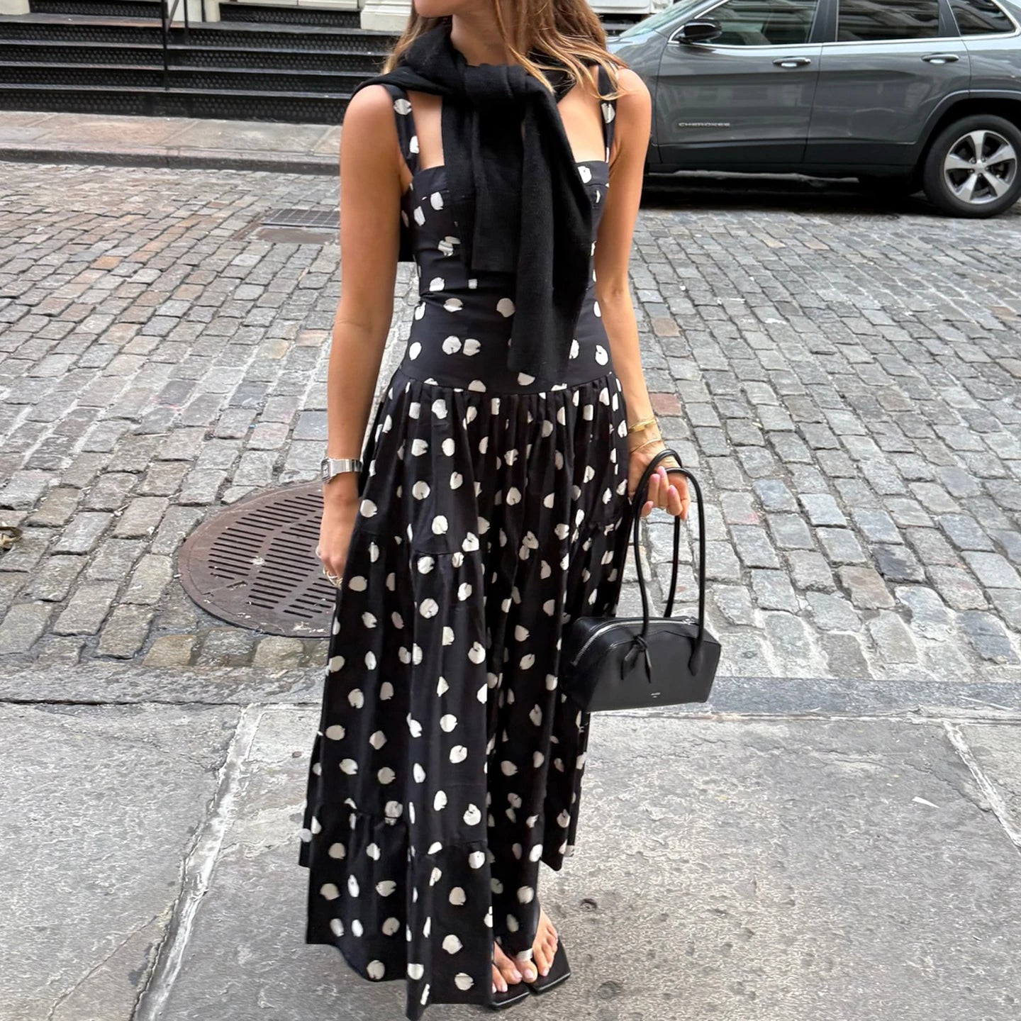 LIZAKOSHT  -  Elegant Polka Dot A-Line Dress Casual Sleeveless Slim-Fitting Dresses Women Fashion Streetwear Party Vestidos Summer