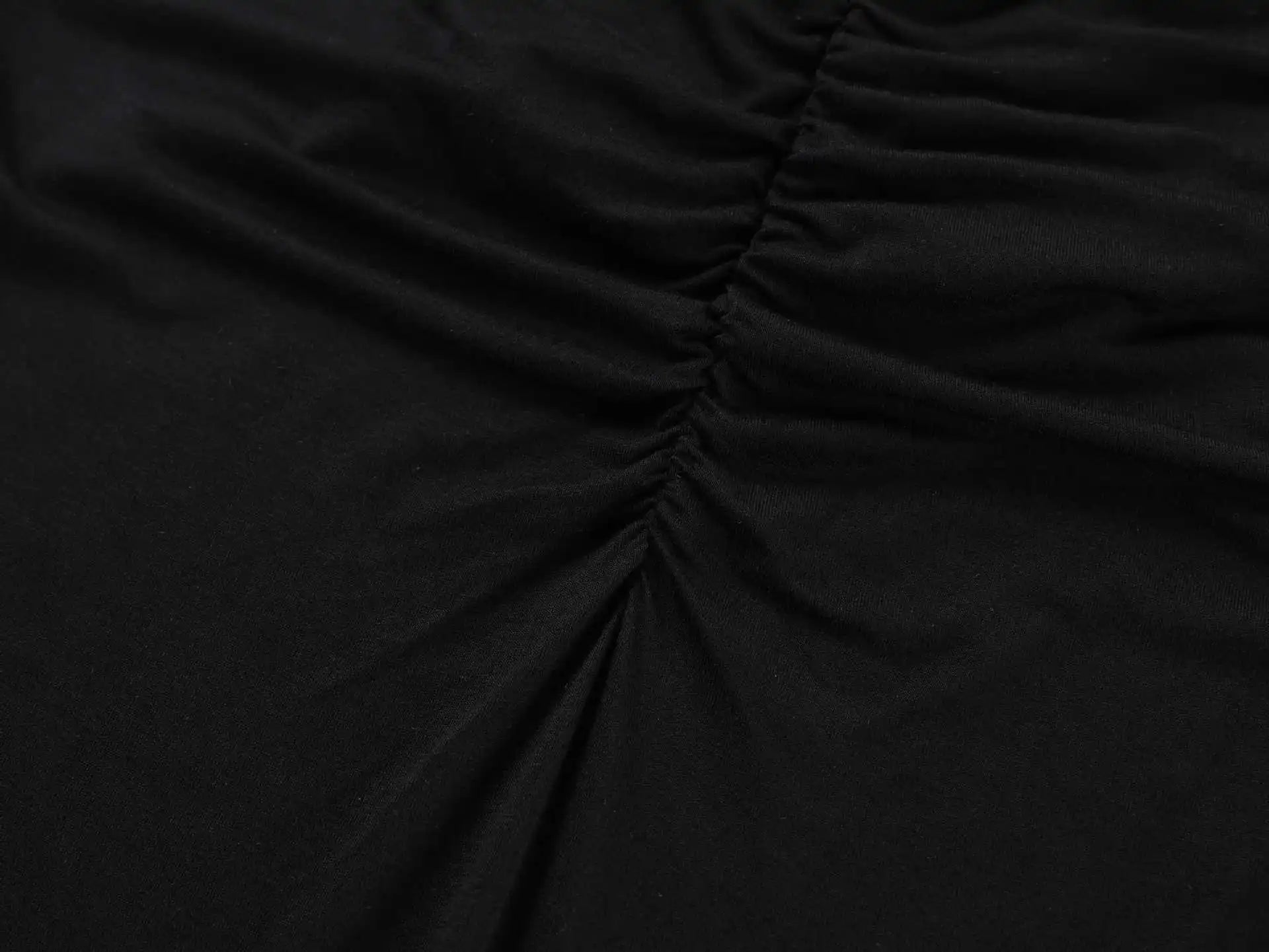 LIZAKOSHT  -  New Women Long Sleeve See Through Sexy Solid Color Elegant Pleated Dress
