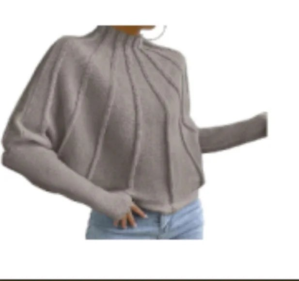 LIZAKOSHT  -  Kintted Pullover Batball Sleeve Sweater Women Solid Round Neck Long Sleeve Top New T-shirt Loose Spider Web Short Knitwear