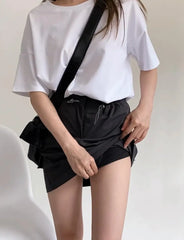 LIZAKOSHT  -  Women Elastic Adjust Drawstring Rope Ruched High Waist Skirts Y2K Pockets on Side Cargo Mini Safari Skirt American Retro