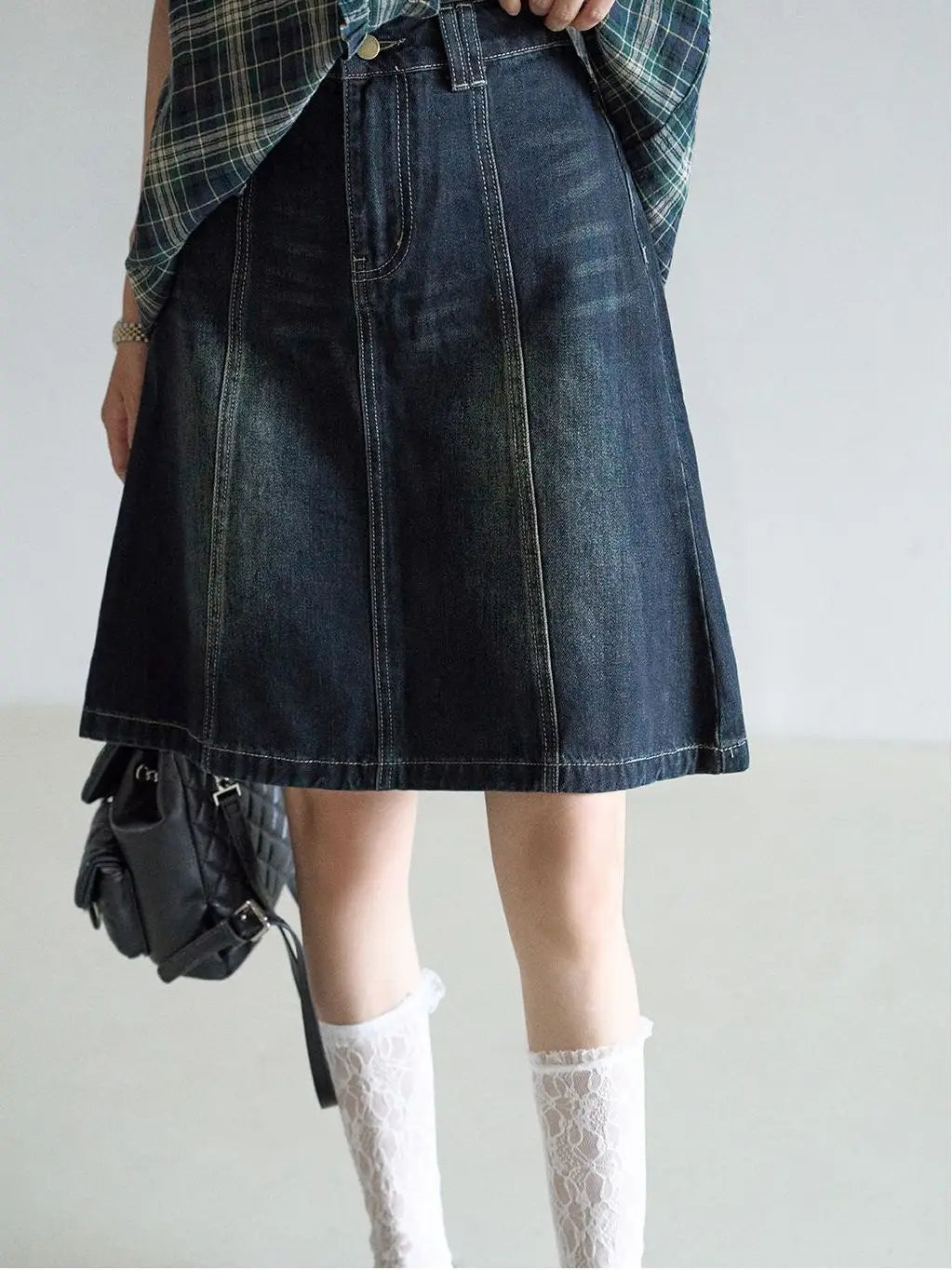 LIZAKOSHT  -  Vintage High-waisted Denim Skirt Women's 2026 Summer A-character Women's Mid-skirt