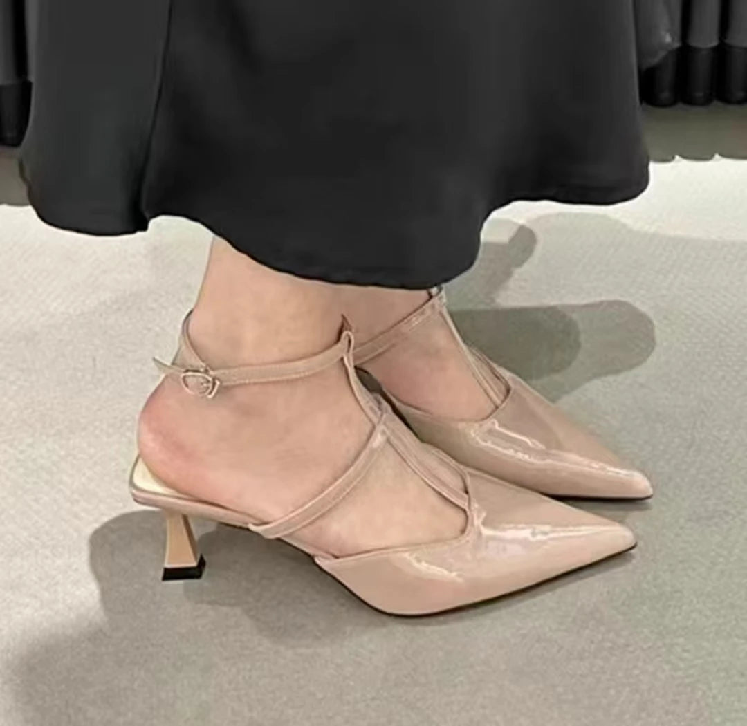 LIZAKOSHT  -  New Women Close Toe Sandals,Sexy Summer High Heels Shoes,Ankle Strap,Mid Hollow Out,34-39,Red,Black,White,Dropship