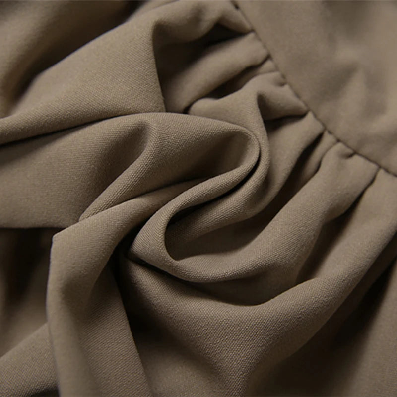 LIZAKOSHT  -  2025 Maillard Style Y2K Retro Brown Hot Girl 2 Piece Sexy Skirt Suit U Collar Sleeveless Bodysuit+Drawstring Pleated Skirts