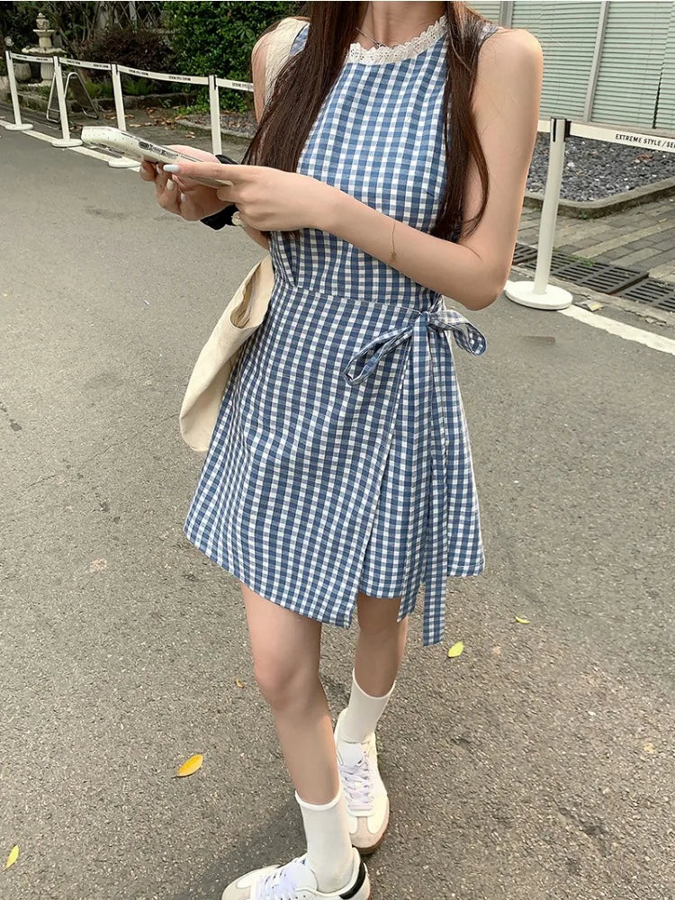 LIZAKOSHT  -  New Elegant Sleeveless Y2k Mini Dress Women 2000s Casual Outwear Short Party Dress Vintage One Piece Dress Korean Fashion