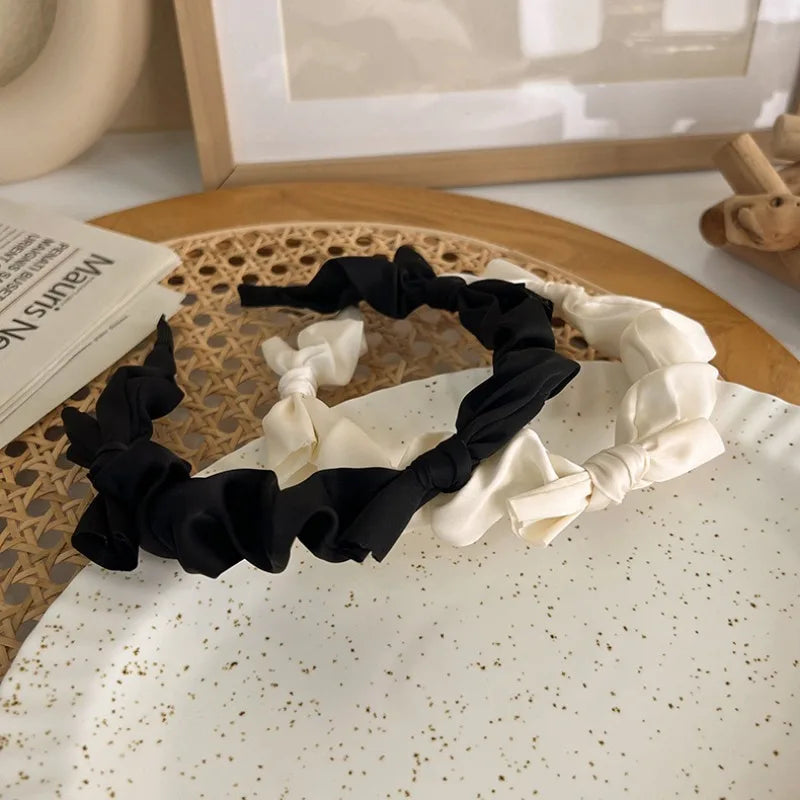 Lizakosht Black Bowknot Headbands Korean Fashion Hair Hoop Hair Bands for Women Sweet Girls Solid Color Headband Hair Accessories Headwear
