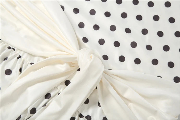 LIZAKOSHT  -  Sexy Polka Dot Print Dress Women Strapless Patchwork Bandage Knot Ribbon Stretch Chic Midnight Party Club Bodycon