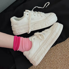 LIZAKOSHT  White Shoes Women's New Spring Canvas Shoes Popular Thick Sole Shoes women white shoes