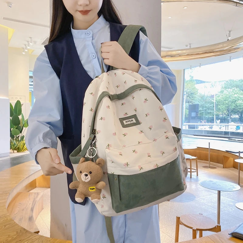 LIZAKOSHT  -  Nylon Backpack for Women Large Capacity New Student Travel Rucksack Teenage Girls School Bag for Kids Cute Canvas Bookbag