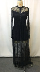 LIZAKOSHT  -  Fashion O-neck Women's Long-Sleeved Dress Lace Patchwork Pastoral Styles Elegant Floor-Length Gown for Special Occasions