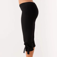 LIZAKOSHT  -  Women Bow Tie Up Skinny Capri Leggings Knee Length Capris Pants Sexy Stretchy Slim Fit Cropped Trousers