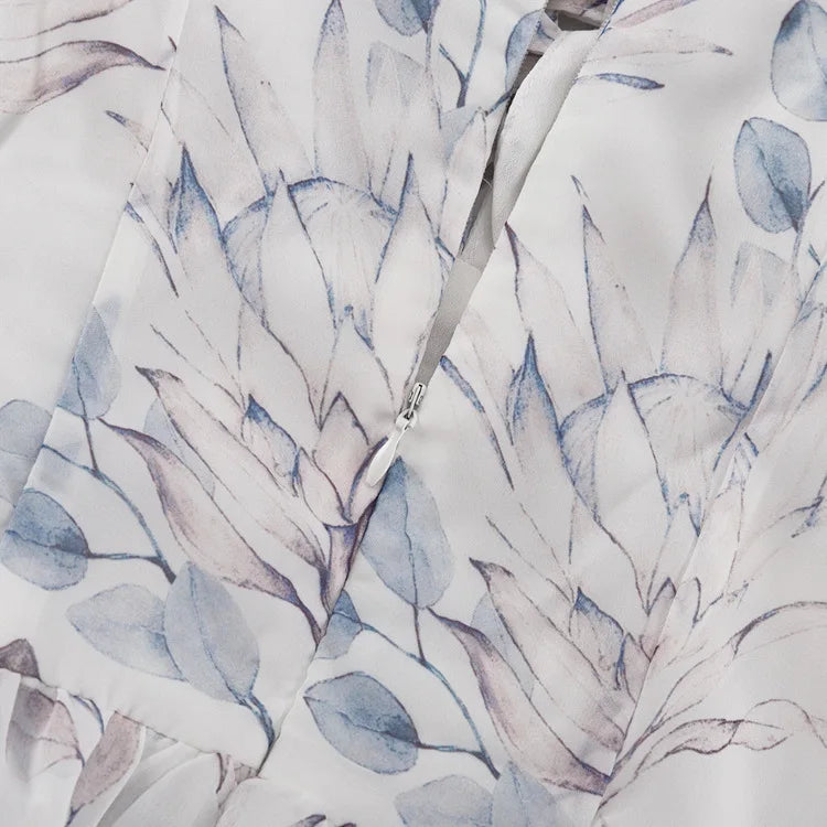 LIZAKOSHT  -  Ruffled Printed Lace-Up Mini Dress Female Square Collar Patchwork Elegant Contrast Party Dress Clothes Women Bodycon Dress