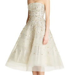 LIZAKOSHT  -  Classic Strapless Appliquins Beading A-Line Formal Evening Dresses Birthday Party Prom Gowns Customized