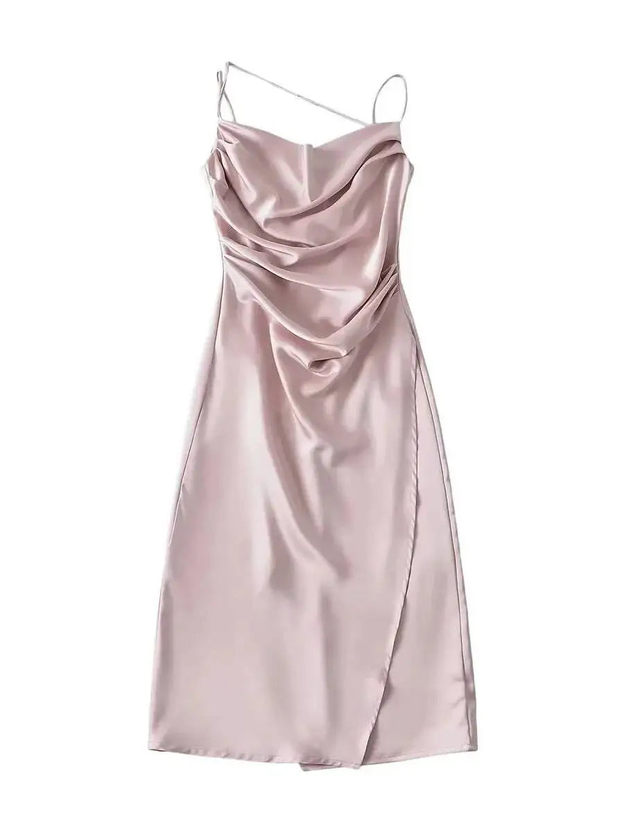 LIZAKOSHT  -  Summer French Style Low Collar Sling Dress Women High Waisted Wrap Hip Solid Slim Light Mature Style A-line Long Dress IYVL