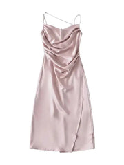 LIZAKOSHT  -  Summer French Style Low Collar Sling Dress Women High Waisted Wrap Hip Solid Slim Light Mature Style A-line Long Dress IYVL