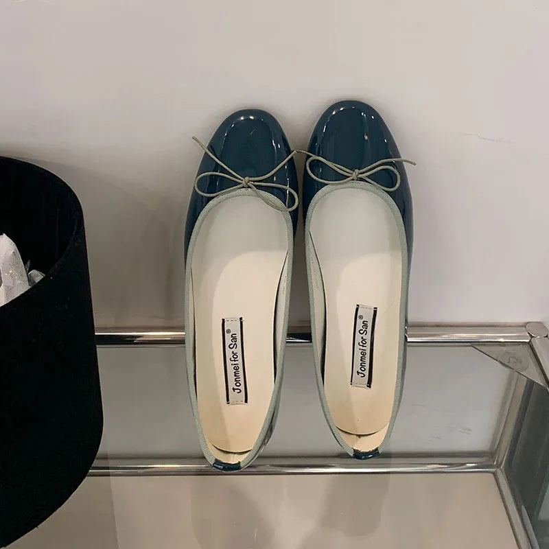 LIZAKOSHT  -  Fashion Round Toe Flats Ballet Shoes Wedges Low Heels Design Shallow Ballerina 2025 Spring Loafers Soft Moccasin Bow Shoes Mujer